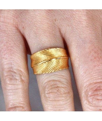 Bague plume dorée à l'or fin 18k vente chaude votre 