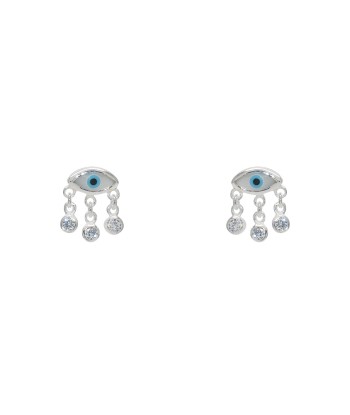 Boucles d'oreilles argent 925 oeil en nacre et zircons de l' environnement