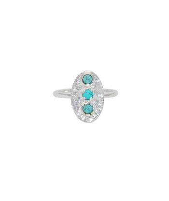 Bague martelée trio de pierre turquoise en argent 925 en stock