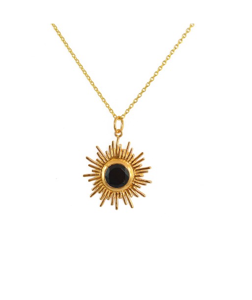 Collier doré pendentif soleil et pierre du meilleur 