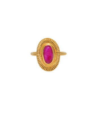 Bague dorée ovale et pierre naturelle de la marque