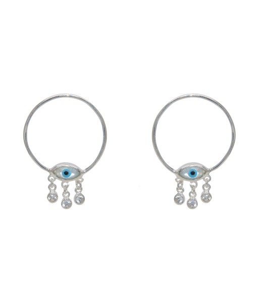 Boucles argent 925 oeil nacre et zircons 2023