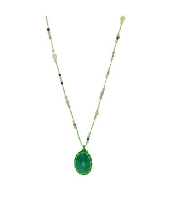 Sautoir vert onyx verte prehnite et tourmaline les muscles