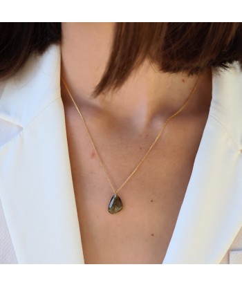 Collier or 18k et tourmaline noire solde