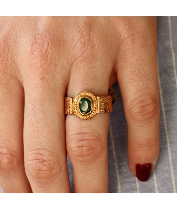 Bague chevalière dorée texturée et pierre Les magasins à Paris