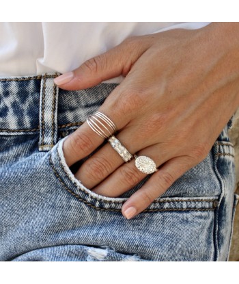 Bague anneau martelé en argent 925 en stock