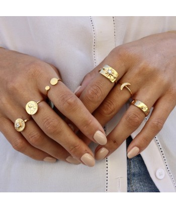 Bague plaque rose des vents dorée à l'or fin 18k vente chaude votre 