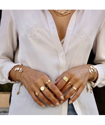 Bague plaque rose des vents dorée à l'or fin 18k vente chaude votre 