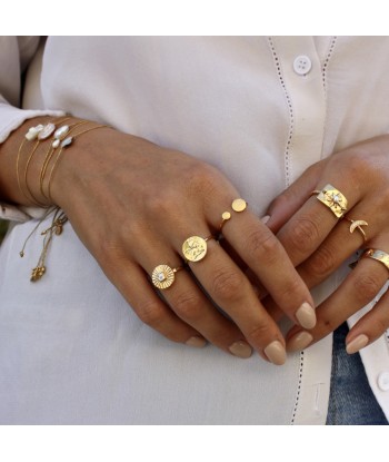 Bague plaque rose des vents dorée à l'or fin 18k vente chaude votre 