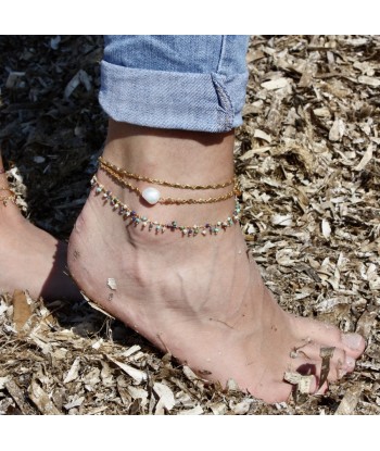 Bracelet de cheville doré et perle de culture vous aussi creer 