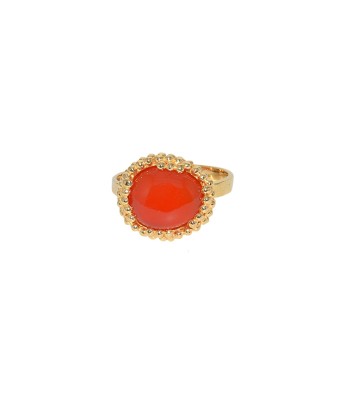 Bague dorée pierre cabochon serti boules ouvre sa boutique