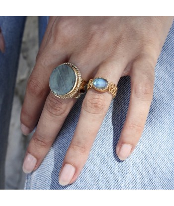 Bague chaine dorée et labradorite À commander