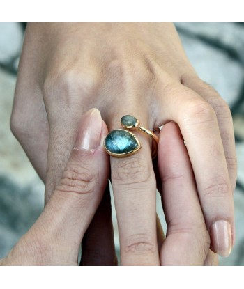 Bague dorée ouverte et labradorite français