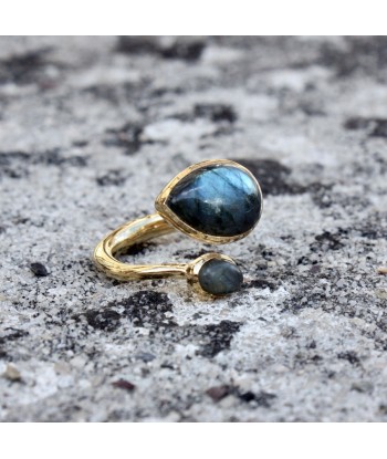 Bague dorée ouverte et labradorite français