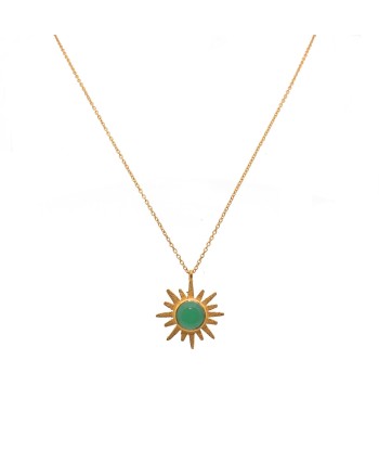 Collier doré soleil et pierre cabochon l'achat 