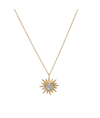 Collier doré soleil et pierre cabochon l'achat 