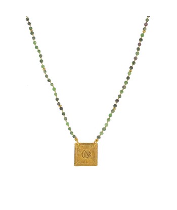 Collier cordon doré pierres et plaque soleil Véritable concentré