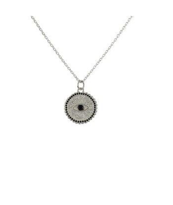 Collier médaille argent 95 oeil onyx et zircons pas chere