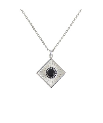 Collier argent 925 et pendentif carré et pierre JUSQU'A -70%! 