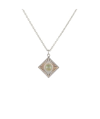 Collier argent 925 et pendentif carré et pierre JUSQU'A -70%! 