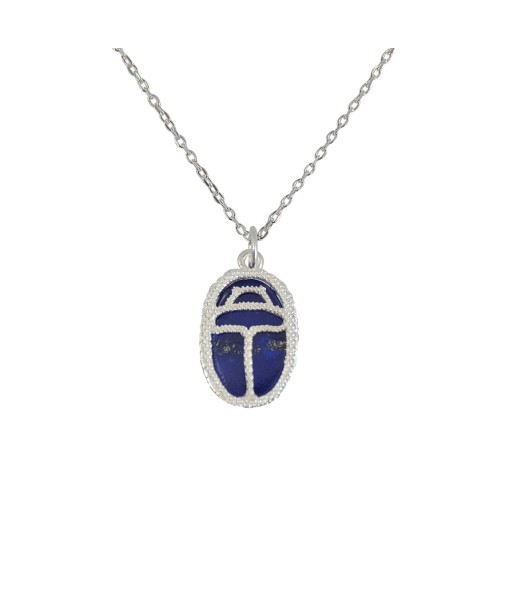 Collier argent 925 scarabée lapis Véritable concentré