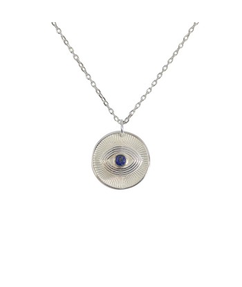 Collier médaille argent 925 oeil texturé et pierre Le MVP de beaucoup