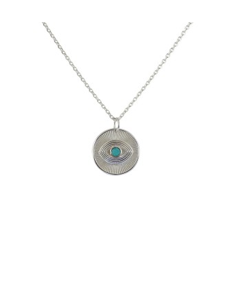 Collier médaille argent 925 oeil texturé et pierre Le MVP de beaucoup