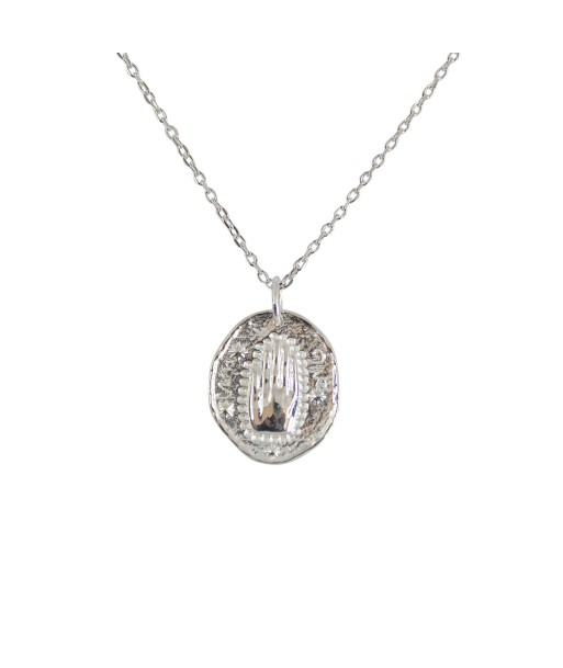 Collier médaille argent 925 et main Véritable concentré