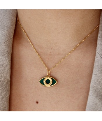 Collier doré oeil ovale en pierre naturelle livraison gratuite