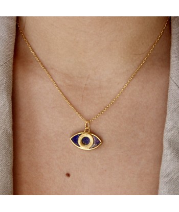 Collier doré oeil ovale en pierre naturelle livraison gratuite