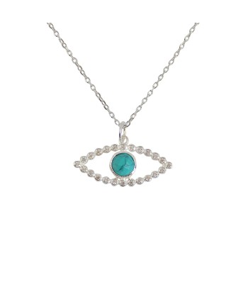 Collier oeil argent 925 turquoise et zircons 50-70% off 