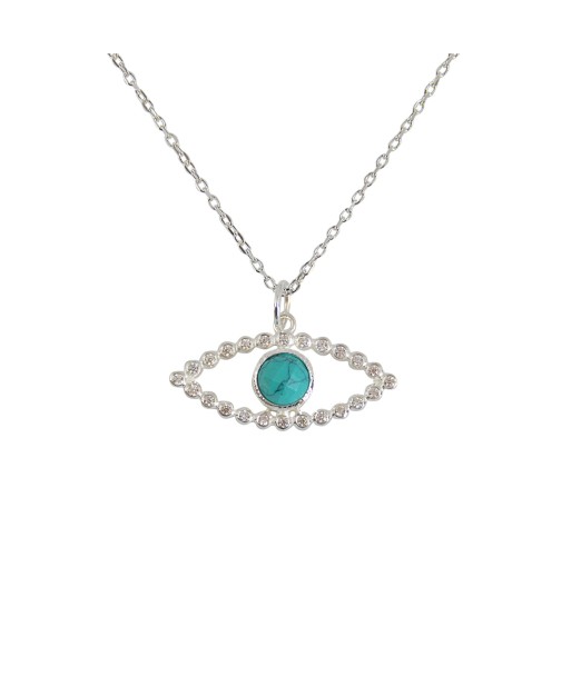 Collier oeil argent 925 turquoise et zircons 50-70% off 