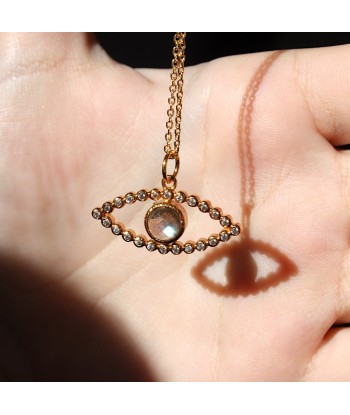 Collier doré oeil ajouré pierre et zircons pas cher chine