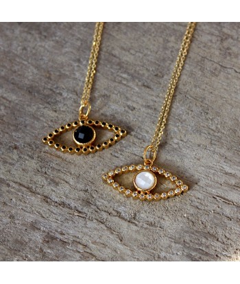 Collier doré oeil ajouré pierre et zircons pas cher chine