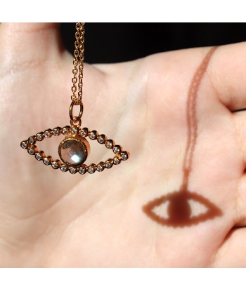 Collier doré oeil ajouré pierre et zircons pas cher chine