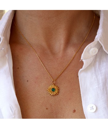 Collier doré marguerite et pierre prix