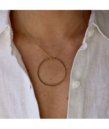 Collier doré anneau S, M, L, XL et zircons noirs Les magasins à Paris et en Île-de-France