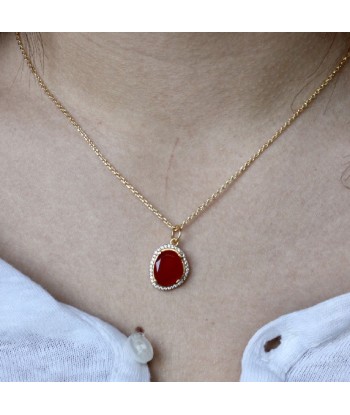 Collier doré onyx rouge et zircons blancs prix