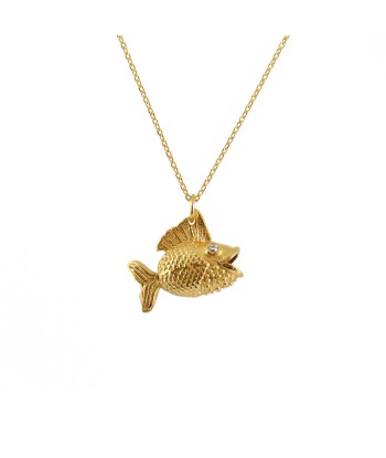 Collier poisson doré queue articulée zircons les ctes