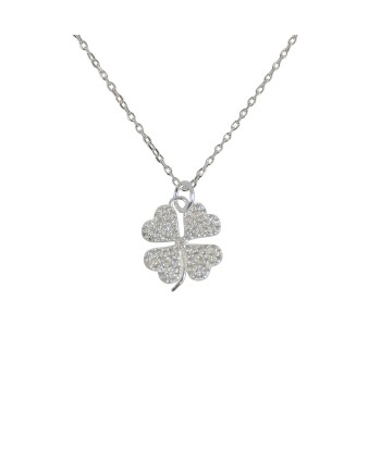 Collier trèfle argent 925 et zircons blancs 50% de réduction en Octobre 2024