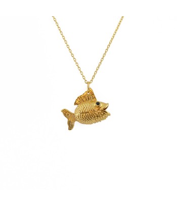 Collier poisson doré queue articulée zircons les ctes