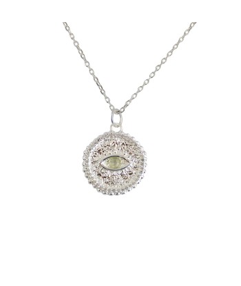 Collier médaille argent 925 oeil pierre et zircons 50-70% off 