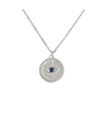 Collier médaille argent 925 oeil pierre et zircons 50-70% off 