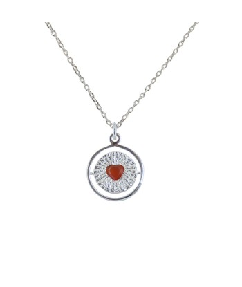 Collier médaille argent 925 coeur onyx rouge "good karma" Découvrez la collection