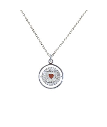 Collier médaille argent 925 coeur onyx rouge "good karma" Découvrez la collection