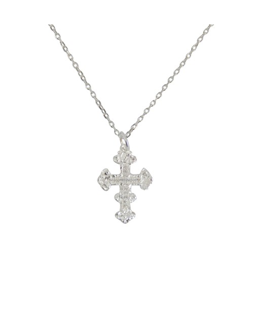 Collier argent 925 croix gothique et zircons basket pas cher