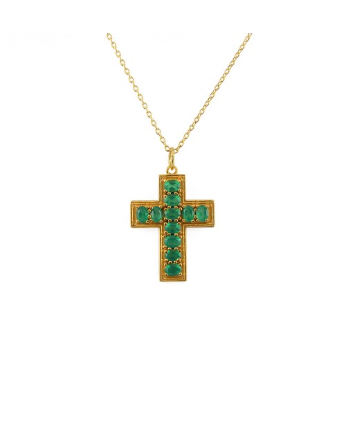 Collier doré croix et pierres rembourrage situé sous