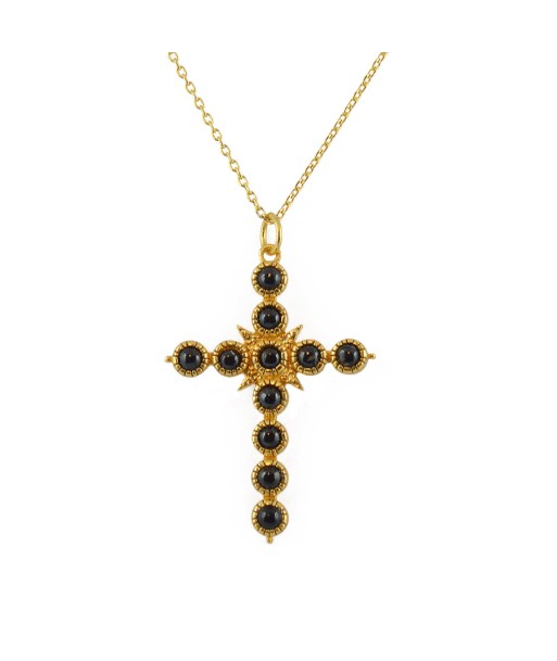 Collier doré croix pierres En savoir plus