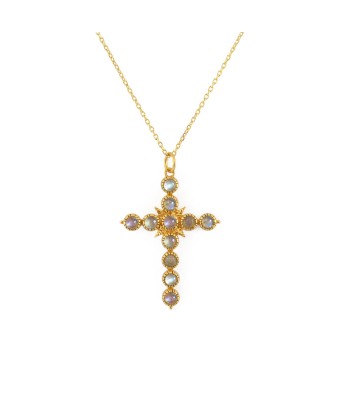 Collier doré croix pierres En savoir plus