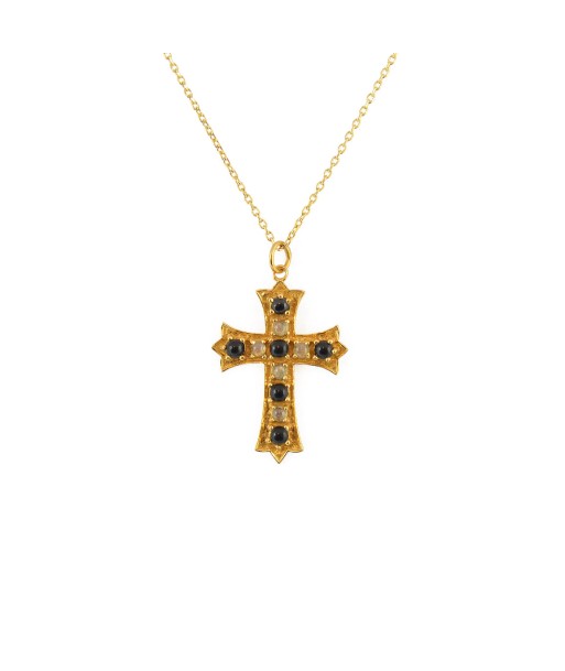 Collier doré croix duo de pierres Comparez et commandez 